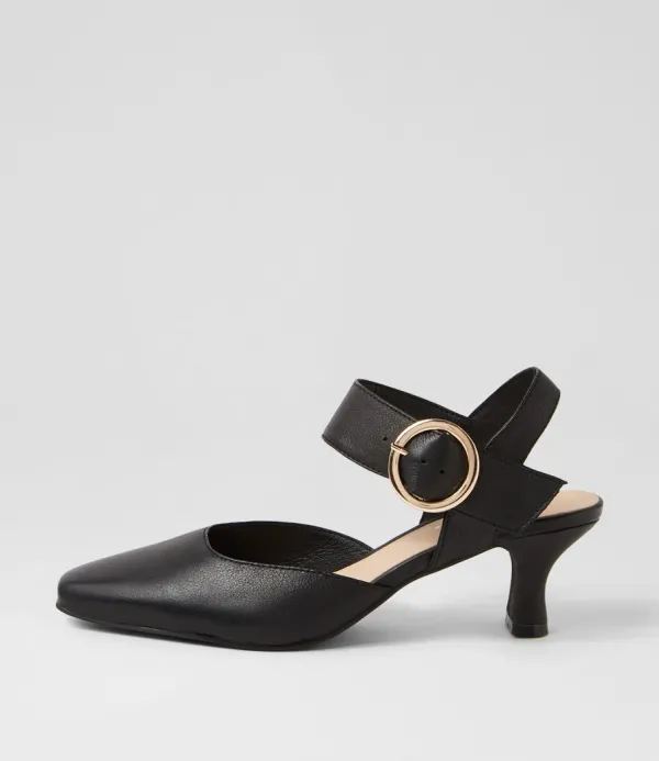 Women DJANGO & JULIETTE Caris Black Leather Heels