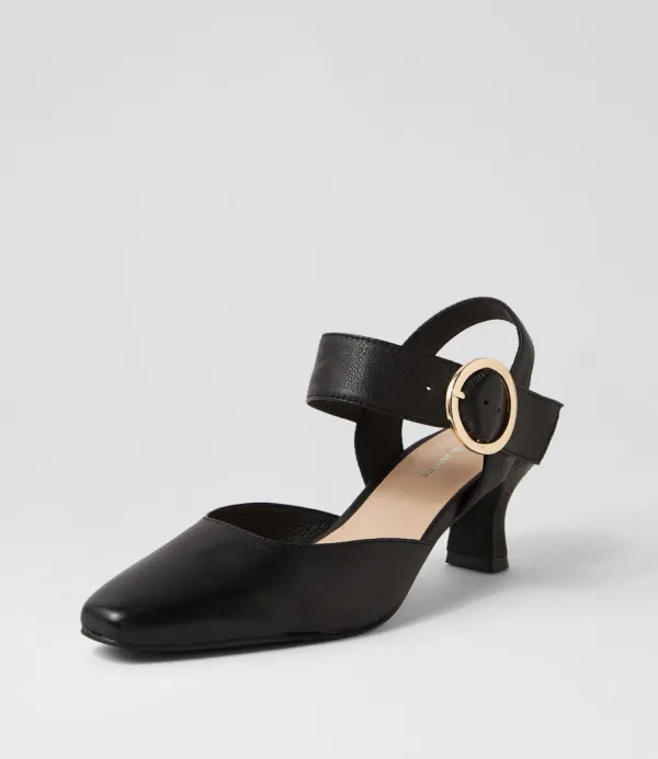 Women DJANGO & JULIETTE Caris Black Leather Heels
