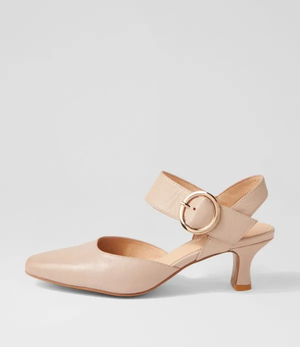 Women DJANGO & JULIETTE Caris Cafe Leather Heels