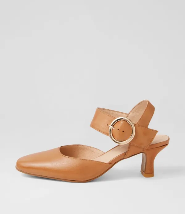 Women DJANGO & JULIETTE Caris Tan Leather Heels