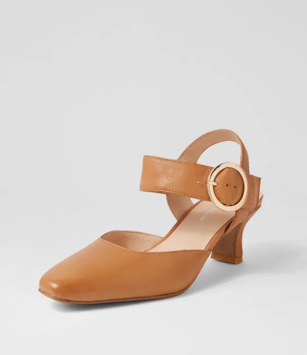 Women DJANGO & JULIETTE Caris Tan Leather Heels