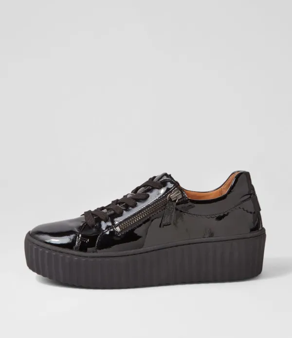 Women GABOR Carmelia Schwarz Patent Leather Sneakers