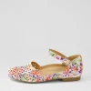 Women ZIERA Carrole Xf Orange Floral Leather Flat Shoes