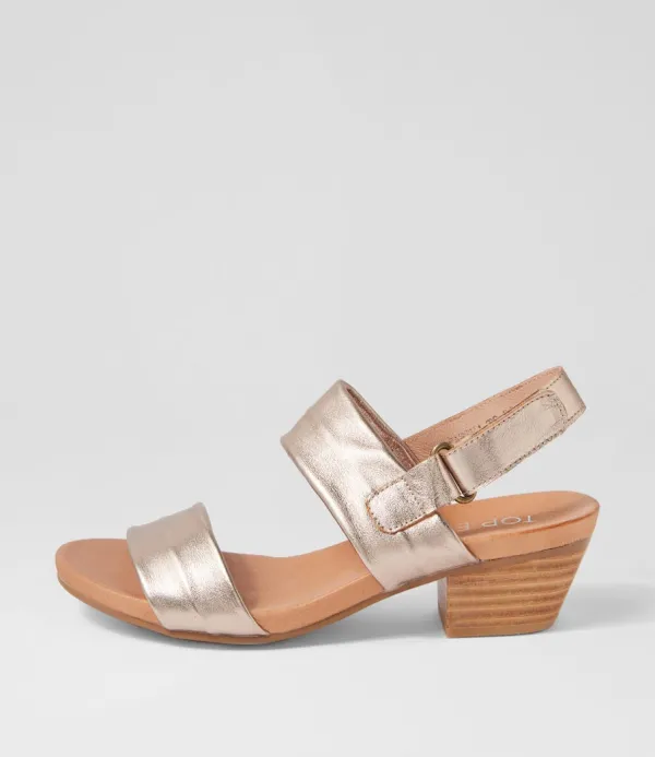 Women TOP END Cartha Champagne Leather Sandals