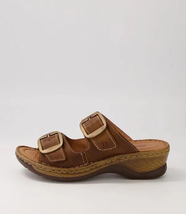Women JOSEF SEIBEL Catalonia 76 Brandy Leather Slides