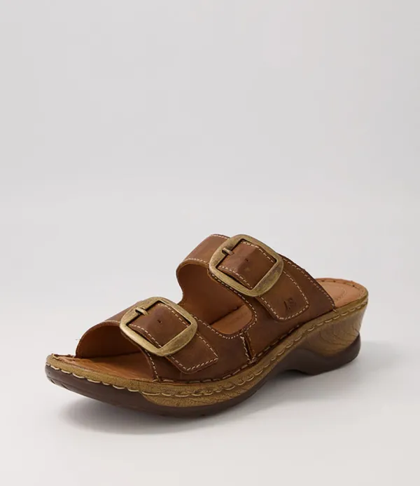 Women JOSEF SEIBEL Catalonia 76 Brandy Leather Slides