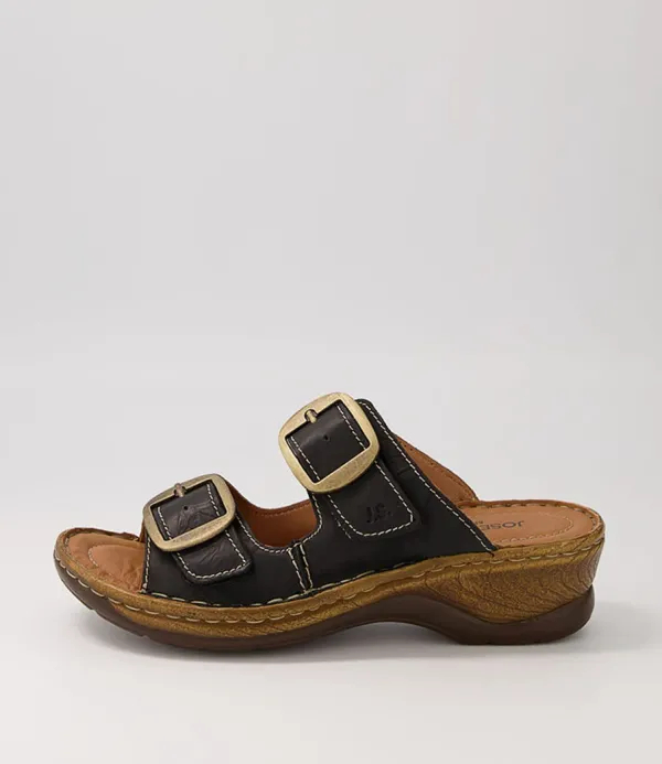 Women JOSEF SEIBEL Catalonia 76 Schwartz Leather Slides