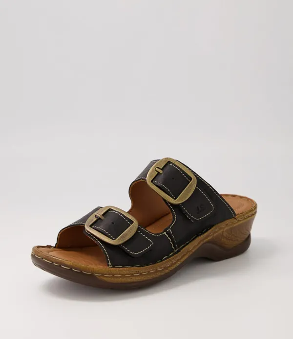 Women JOSEF SEIBEL Catalonia 76 Schwartz Leather Slides