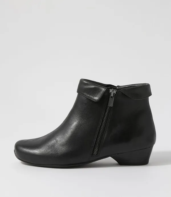 Women ZIERA Cathal Xw Black Leather Ankle Boots