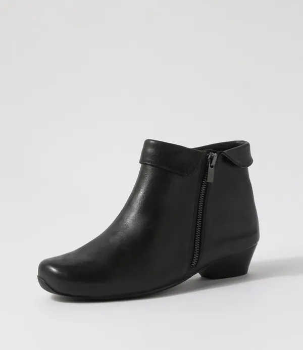 Women ZIERA Cathal Xw Black Leather Ankle Boots