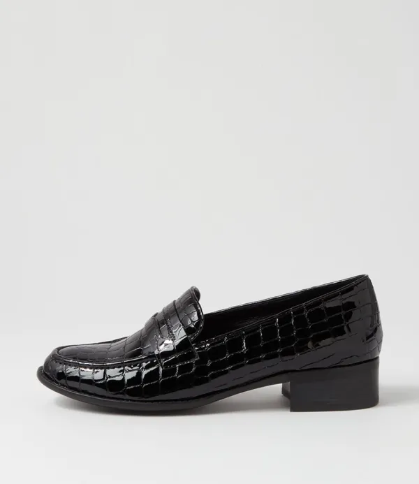 Women DJANGO & JULIETTE Cathi Black Patent Croc Heels