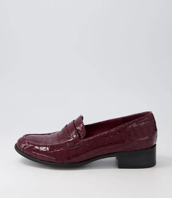 Women DJANGO & JULIETTE Cathi Claret Patent Croc Heels