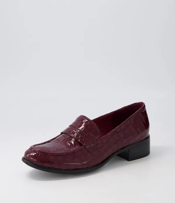 Women DJANGO & JULIETTE Cathi Claret Patent Croc Heels