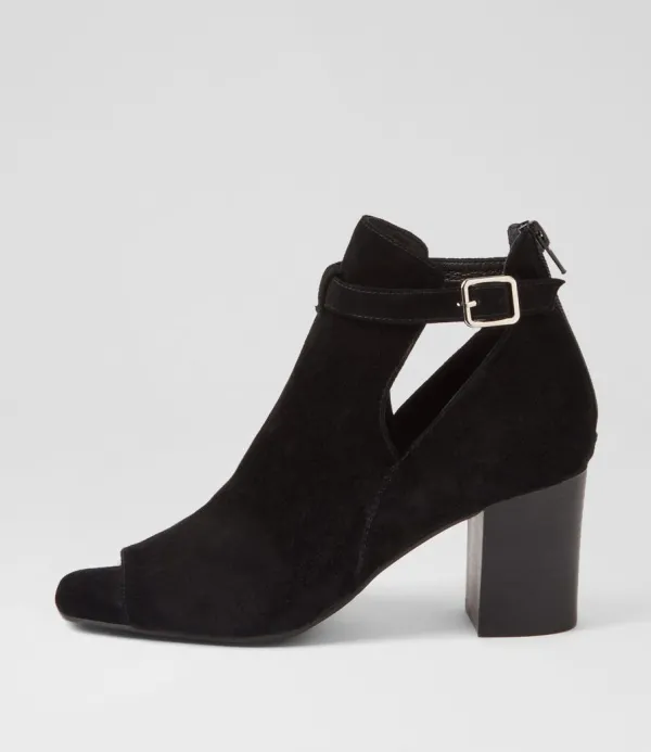 Women TOP END Cerina Black Suede Sandals