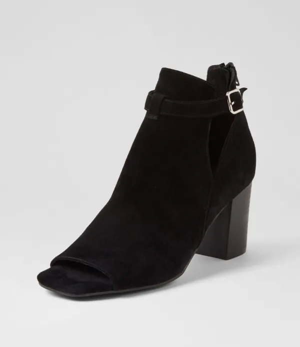 Women TOP END Cerina Black Suede Sandals