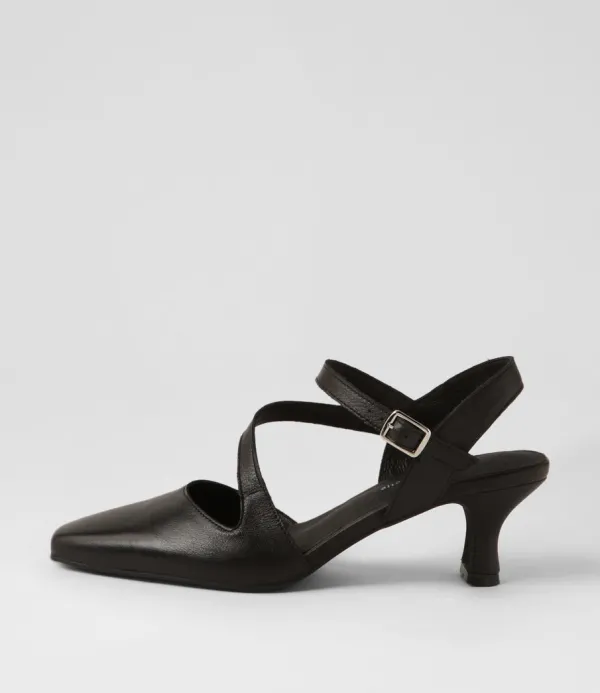 Women DJANGO & JULIETTE Charissa Black Leather Heels