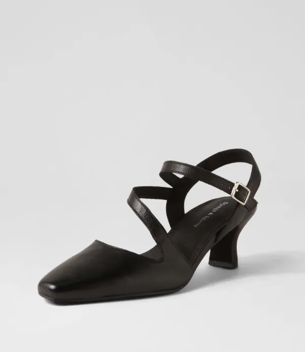 Women DJANGO & JULIETTE Charissa Black Leather Heels