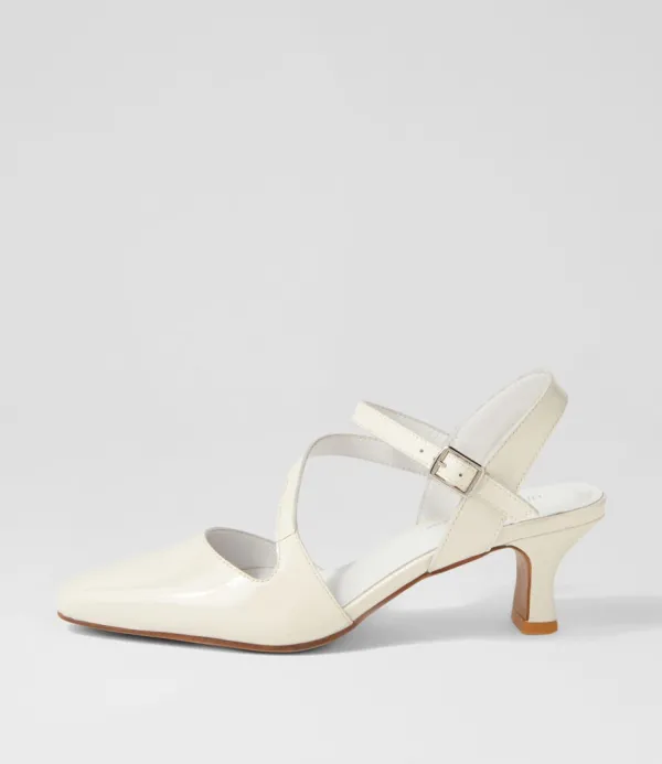 Women DJANGO & JULIETTE Charissa Ivory Patent Leather Heels