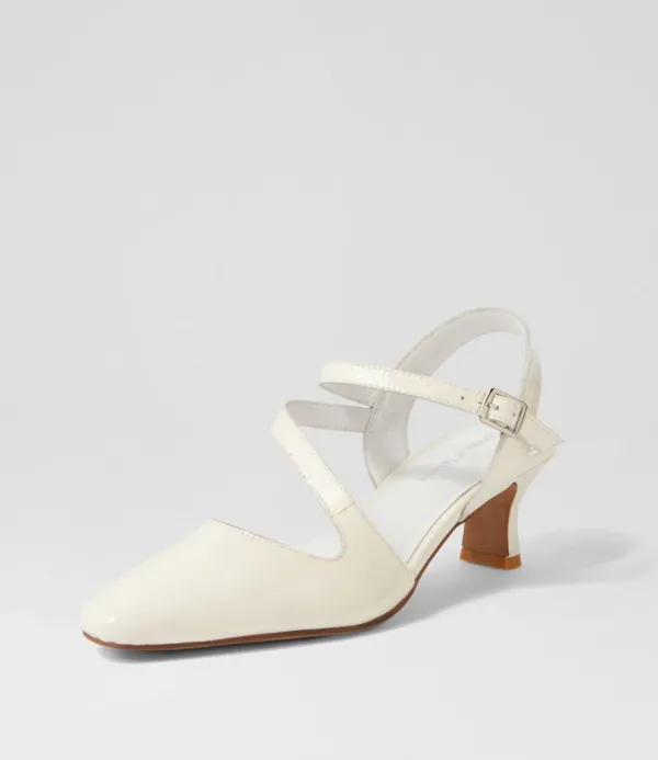 Women DJANGO & JULIETTE Charissa Ivory Patent Leather Heels