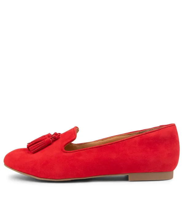 Women ZIERA Charter Xf Red Suede Flat Shoes