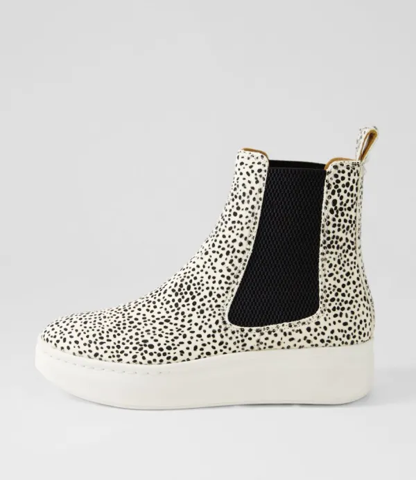 Women ROLLIE Chelsea City Snow Leopard Pony Chelsea Boots