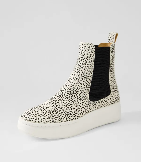 Women ROLLIE Chelsea City Snow Leopard Pony Chelsea Boots
