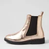 Women ROLLIE Chelsea Rise Boot Rose Gold Foil Leather Chelsea Boots