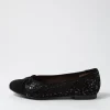 Women ZIERA Chelsea Xf Black Sparkle Suede Ballet Flats