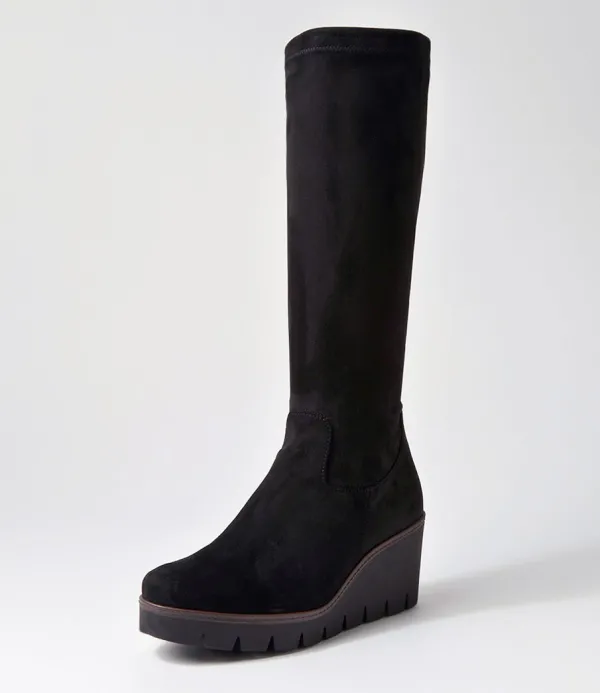 Women GABOR Chloette Schwarz Suede Knee High Boots