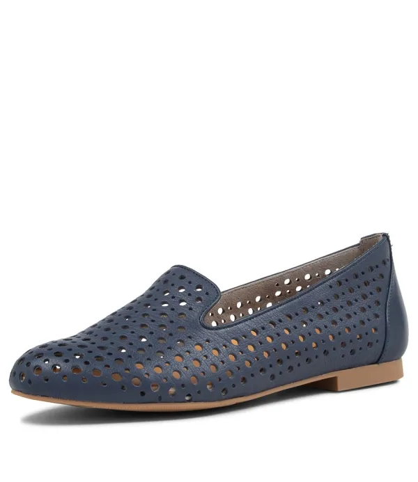 Women ZIERA Cindra Xf Navy Leather Loafers