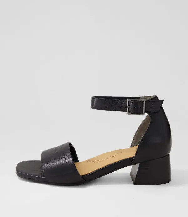 Women ZIERA Clairest W Black Leather Sandals