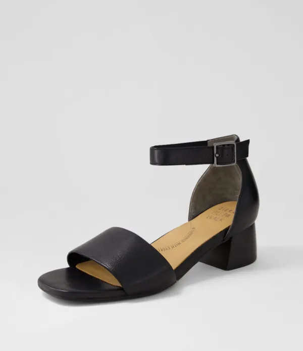 Women ZIERA Clairest W Black Leather Sandals