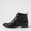 Women DJANGO & JULIETTE Clemens Black Patent Croc Ankle Boots