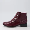 Women DJANGO & JULIETTE Clemens Claret Patent Croc Ankle Boots