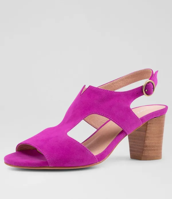 Women DIANA FERRARI Coral Magenta Suede Sandals