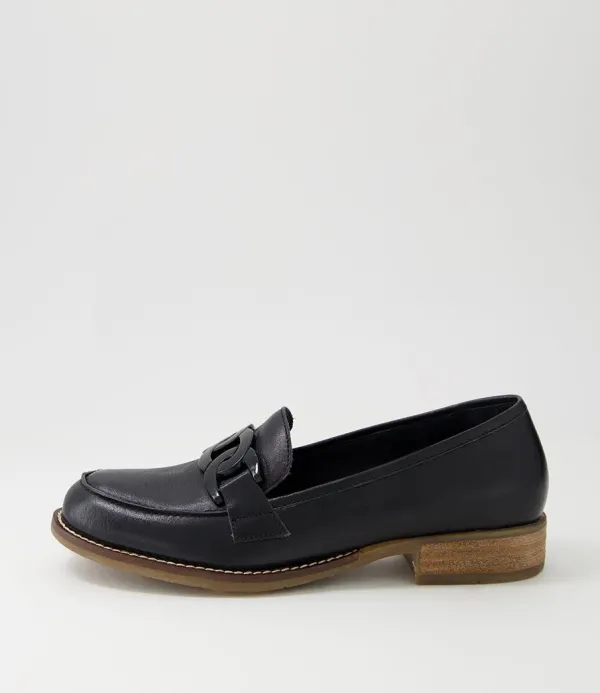 Women DJANGO & JULIETTE Corina Black Leather Loafers