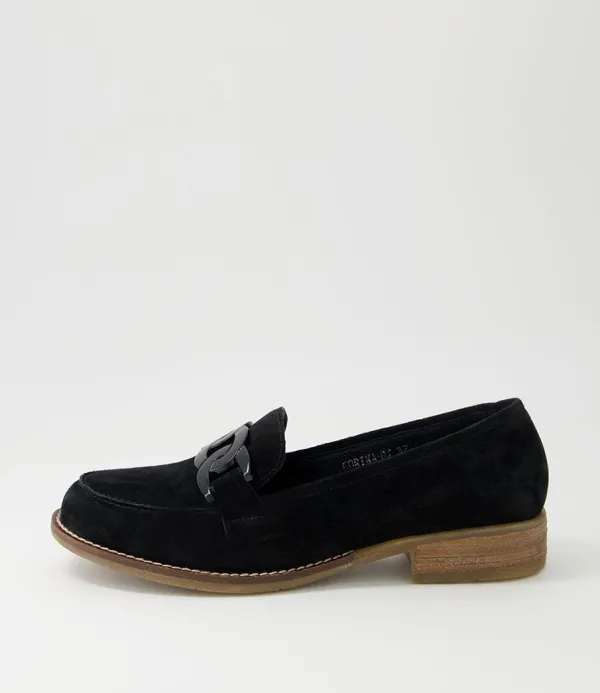 Women DJANGO & JULIETTE Corina Black Suede Loafers