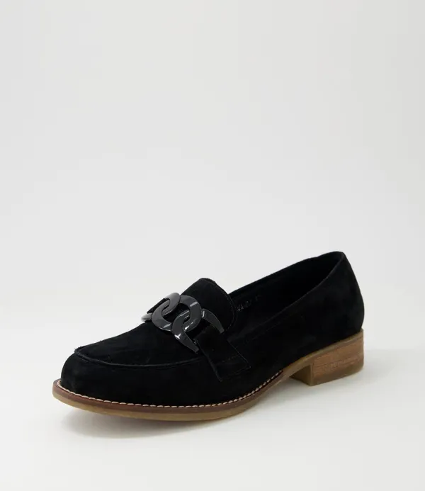 Women DJANGO & JULIETTE Corina Black Suede Loafers