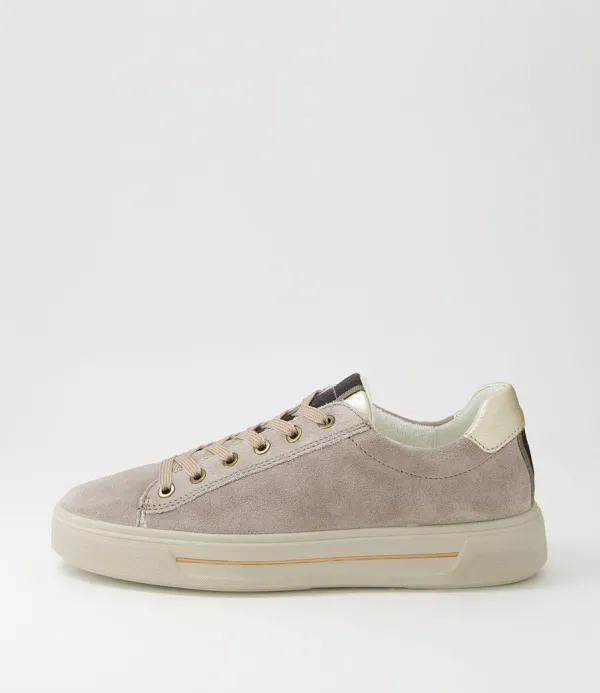 Women ARA Courtyard 02 Moon Platinum Suede Sneakers
