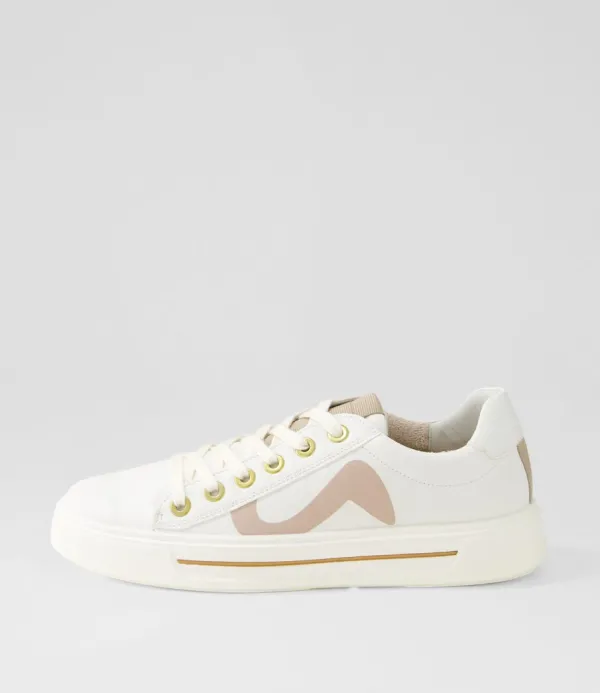 Women ARA Courtyard 402 Weiss Sand Leather Sneakers