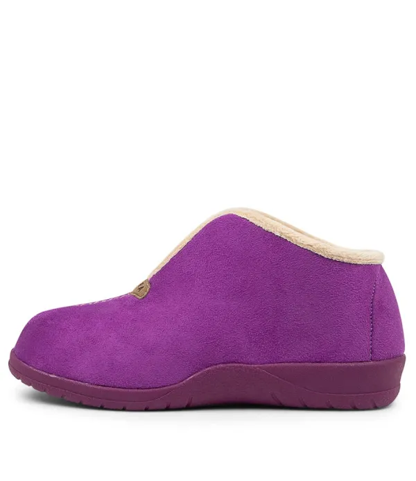 Women ZIERA Cuddles W Purple Microsuede Slippers