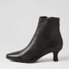 Women DJANGO & JULIETTE Cutaway Black Almond Leather Ankle Boots