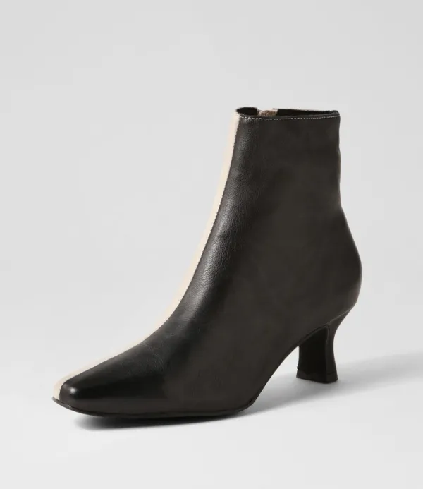 Women DJANGO & JULIETTE Cutaway Black Almond Leather Ankle Boots