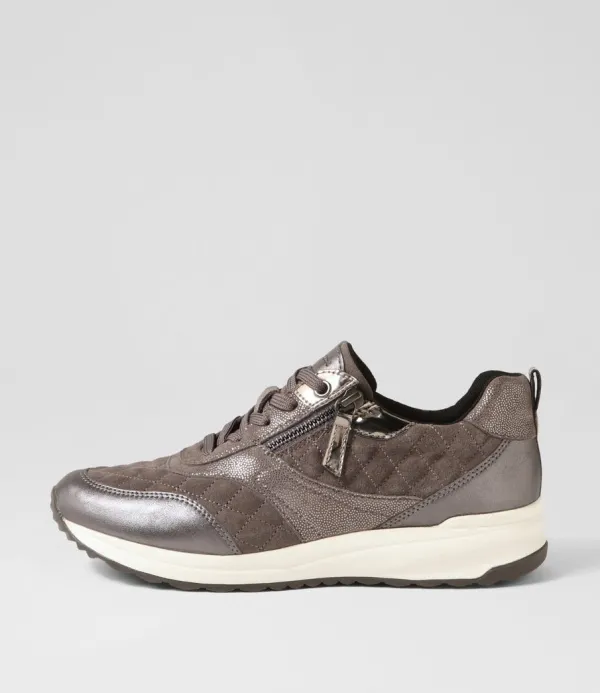 Women GEOX D Airell Az Dark Grey Suede Leather Sneakers