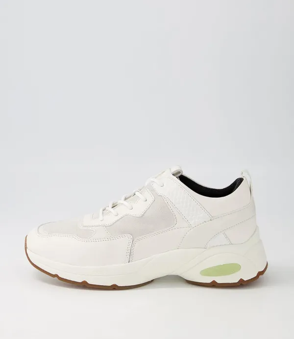 Women GEOX D Alhour A White Leather Suede Sneakers
