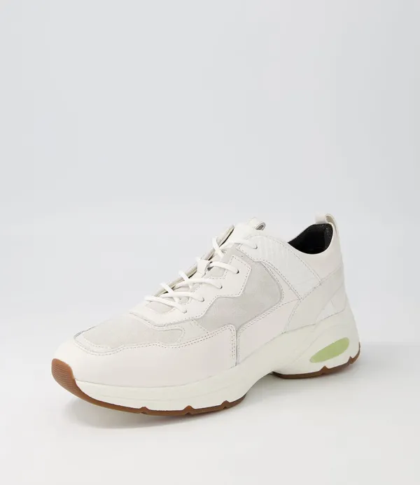 Women GEOX D Alhour A White Leather Suede Sneakers