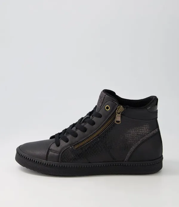 Women GEOX D Blomiee B Black Leather Sneakers