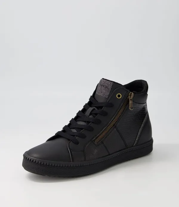 Women GEOX D Blomiee B Black Leather Sneakers