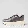 Women GEOX D Diamanta A Gun Leather Sneakers