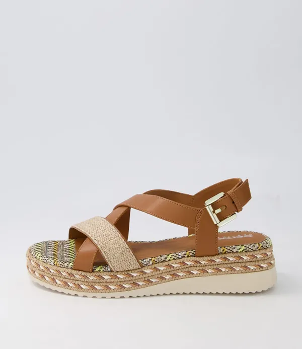 Women GEOX D Eolie D Camel Sand Leather Sandals